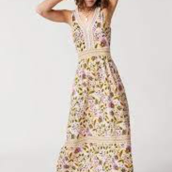 SPARTINA 449 Gabrielle Pima Cotton Multicolor Floral Sleeveless Midi Dress S - Picture 8 of 9